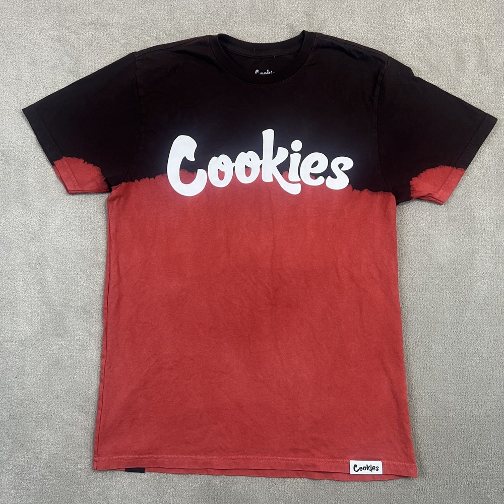 Cookies SF T Shirt Mens Medium Black Red Dip Dye Script Logo Graphic Streetwear